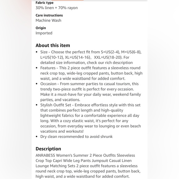 NWT 2PC BLUE LINEN BLEND CROP PANT SET-S - Picture 14 of 16